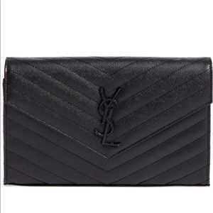 YSL Monogram Quilted Leather Wallet on a Chain